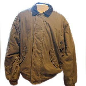 Dockers men's zip/snap heavy winter coat, tan w/ brown leather accents L